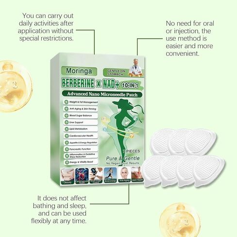 Moringa Berberine Patch – 10-in-1 Nano Microdart Technology, Advanced Herbal Skin Patch for Women & Men, Gentle Non-Irritating Design (2 box) in Saudi Arabia