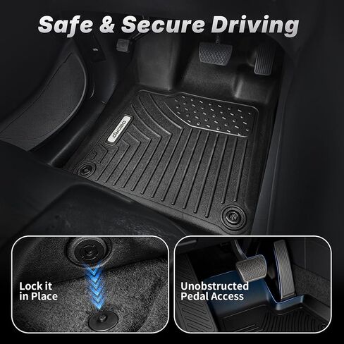سجادات أرضية OEDRO متوافقة مع 2009-2019 Ford Flex، حماية فريدة من نوعها من مادة TPE سوداء لجميع الأحوال الجوية تتضمن الصف الأول والثاني: بطانات أمامية وخلفية ومجموعة كاملة من السيارات in Saudi Arabia