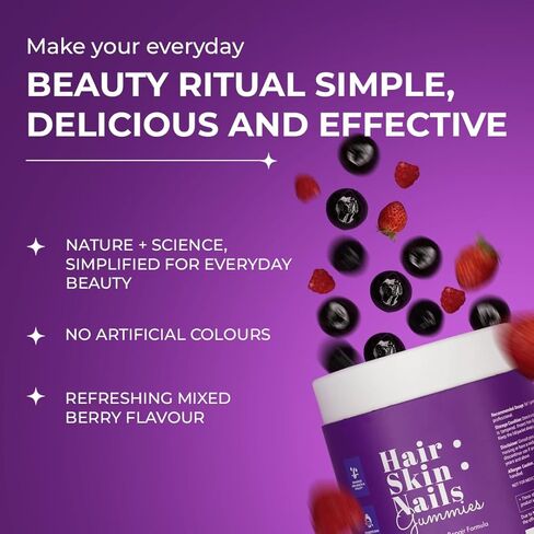 The Wellness Project 14-in-1 Hair, Skin & Nails Gummies with 10,000 mcg Biotin, Keratin, Hyaluronic & Folic Acid, Vitamins A, B5, B6 & B12 & Sea Buckthorn | for Women & Men | Tasty Mixed Berry Flavor in Saudi Arabia