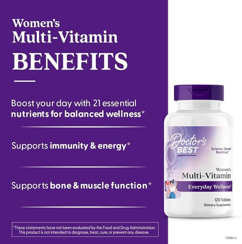 Doctor's Best Women's Multi-Vitamin, Everyday Wellness, Supports Immunity, Non-GMO, Gluten Free, 120 Tablets in Saudi Arabia