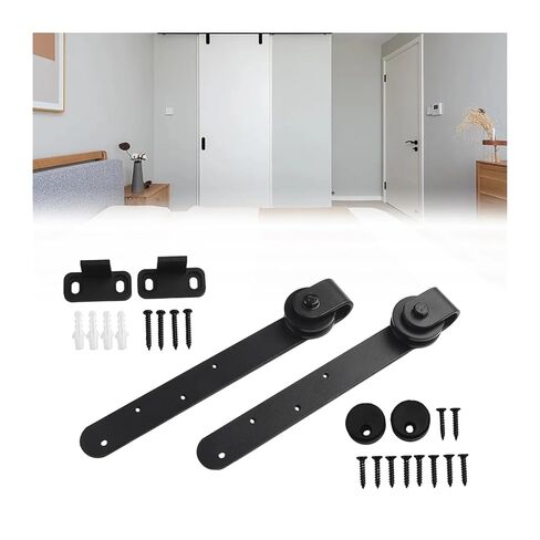Sliding Barn Door Hardware Kits Hanging Wheels Anti Swing Devices for Cabinet Doors Rail Set Floor Guide Door Hardware in Saudi Arabia