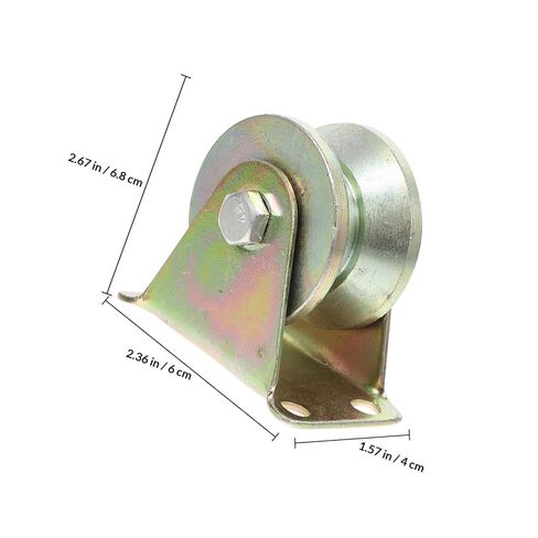 SEWACC 4pcs V-Groove Steel Rail Wheels Heavy Duty Inverted Track Rollers for Sliding Gates with Pressure Bearing Wire Rope Pulley Blocks in Saudi Arabia