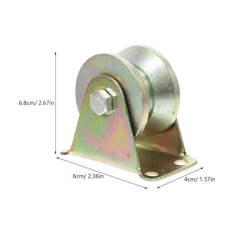 SEWACC 4pcs V-Groove Steel Rail Wheels Heavy Duty Inverted Track Rollers for Sliding Gates with Pressure Bearing Wire Rope Pulley Blocks in Saudi Arabia
