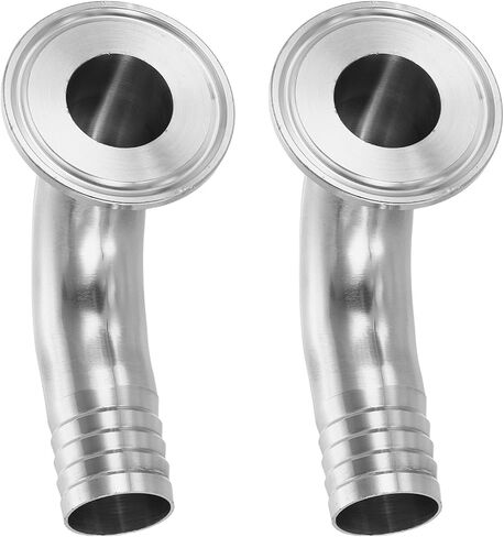 PATIKIL 90 Degree Elbow Tri Sanitary Clamps Hose Barb, 2 Pcs Sanitary Hose Barb Pipe Fitting 1/2" Tube 50.5mm Ferrule Tri Sanitary Clamps 304 Stainless Steel for Brewery Winery Food in Saudi Arabia