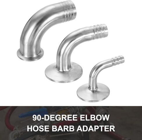 PATIKIL 90 Degree Elbow Tri Sanitary Clamps Hose Barb, 2 Pcs Sanitary Hose Barb Pipe Fitting 1/2" Tube 50.5mm Ferrule Tri Sanitary Clamps 304 Stainless Steel for Brewery Winery Food in Saudi Arabia