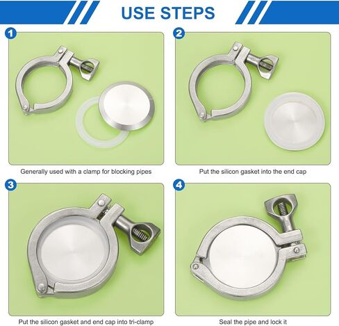 PATIKIL Tri Sanitary Clamp End Cap, 2Pcs 304 Stainless Steel Solid Sanitary Fitting Cap Plug Fits for 2.5"(64mm) Tube OD Ferrule Flange 77.5mm OD Fitting Clamp, Silver in Saudi Arabia