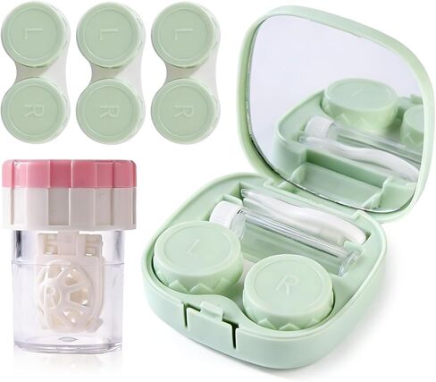 DEWSENSI Contact Lens Case with Cleaner Washer, Applicator Tool & 3 Extra Soaking Cases, Portable Travel Size for Daily Vision Care & Outdoor Use, Pink in Saudi Arabia