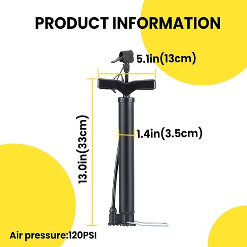 Short Handheld Bike Pump Floor, Hand Air Pump with Presta, Schrader and Dunlop Valves, Suitable for Road and Mountain Bikes in Saudi Arabia