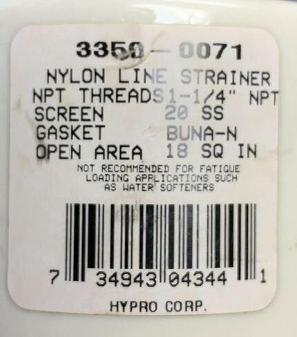 Hypro 3350-0071 1-1/4" مصفاة نايلون 20 شبكة مع حشية بونا in Kuwait