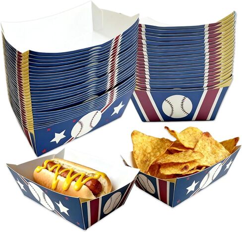 Assembled Baseball Party Food Trays 100 Pack Disposable Paper Serving Tray for Snacks Nachos Hot Dogs Popcorn BBQ(2.2lb in Saudi Arabia