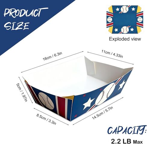 Assembled Baseball Party Food Trays 100 Pack Disposable Paper Serving Tray for Snacks Nachos Hot Dogs Popcorn BBQ(2.2lb in Saudi Arabia