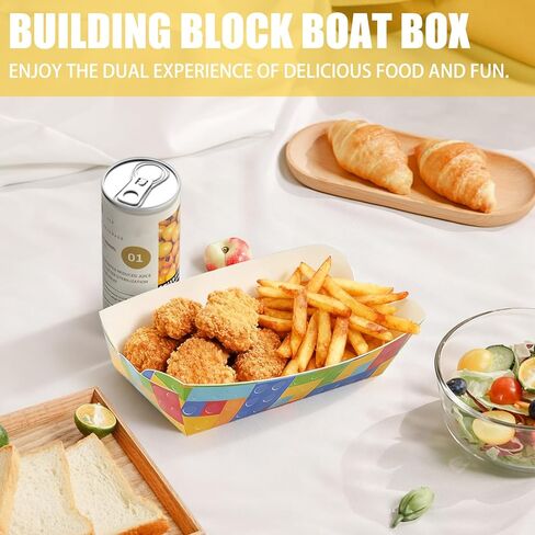 2lb Paper Food Trays, 50 Pack Disposable Serving Trays, Disposable Paper Boat Plates Containers, Colorful Food Holder Trays for French Fries Nachos Snack Hot Dog Taco BBQ Popcorn in Saudi Arabia