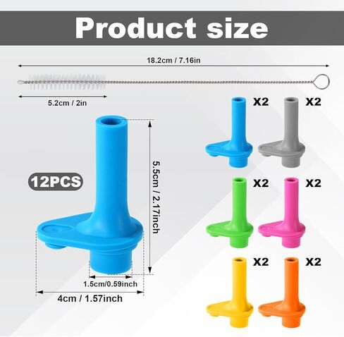 12pcs Replacement Bite Valve for Zak, BPA-Free Mouthpiece with Cleaning Brush for Zak Designs Kelso 15oz Reusable Leak-Proof Straw Cup Accessory (Gray, Blue, Orange, Rose Red, Green, Yellow) in Saudi Arabia