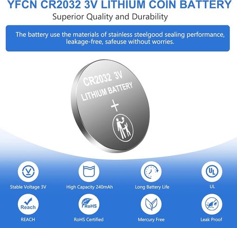 بطاريات Lithium CR2032 45 مللي أمبير في الساعة 10 حزمة مع زر الشحن القابل لإعادة الشحن Lir2032 ، بطارية 2032 لساعات Apple Airtag ، فوبس المفتاح in Kuwait