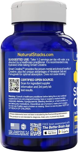 الكرياتين أحادي الهيدرات - 2500 ملغ حبة الكرياتين - 450 ملغ من مستخلص الحلبة و 250 ملغ من الهيمالايا الوردي - يدعم صحة الدماغ ، التحمل وبناء العضلات - صيغة امتصاص متقدمة - 120 كبسولات in Kuwait