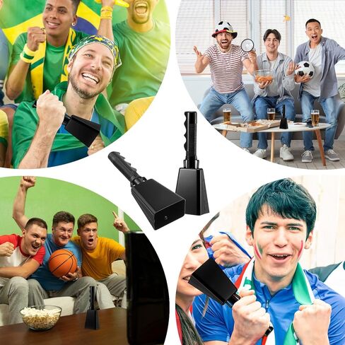 4 Pack Black Cow Bell with Handle 8.8 Inch Loud Cowbells Noise Maker for Sporting Events, Football Games, Stadium Cheering, Graduation Parties and Safety Alarm in Saudi Arabia