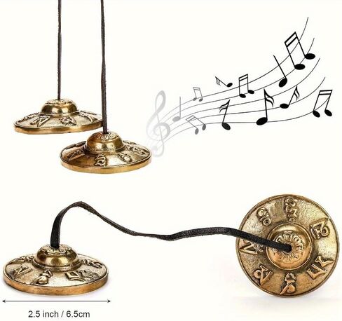 Tingsha Bell Tibetan Meditation Chime Handcrafted Metal Bell for Mindfulness Chakra Healing Relaxation Yoga Spiritual Practice Bronze 2.56in Diameter Age 14+ 1 Piece in Saudi Arabia