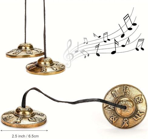Tingsha Bell Tibetan Meditation Chime Handcrafted Metal Bell for Mindfulness Chakra Healing Relaxation Yoga Spiritual Practice Bronze 2.56in Diameter Age 14+ 1 Piece in Saudi Arabia