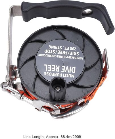 Dive Reel, Drift Diving Reel, ABS Stainless Steel Dive with Comfortable Handle 290FT High Visibility Orange Line Diving for BCD Underwater Cave Wreck (Black) in Saudi Arabia