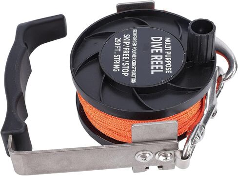 Dive Reel, Drift Diving Reel, ABS Stainless Steel Dive with Comfortable Handle 290FT High Visibility Orange Line Diving for BCD Underwater Cave Wreck (Black) in Saudi Arabia
