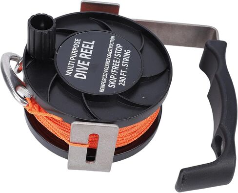 Dive Reel, Drift Diving Reel, ABS Stainless Steel Dive with Comfortable Handle 290FT High Visibility Orange Line Diving for BCD Underwater Cave Wreck (Black) in Saudi Arabia