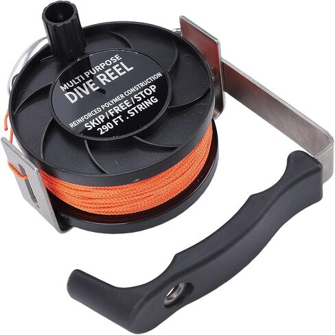 Dive Reel, Drift Diving Reel, ABS Stainless Steel Dive with Comfortable Handle 290FT High Visibility Orange Line Diving for BCD Underwater Cave Wreck (Black) in Saudi Arabia
