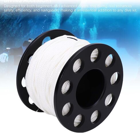 Scuba Diving Finger Spool Reel, 131.2ft White Line 90mm Stainless Steel Clamp, with Double End Clips, for Cave Wreck Technical Safety Diving Spearfishing in Saudi Arabia