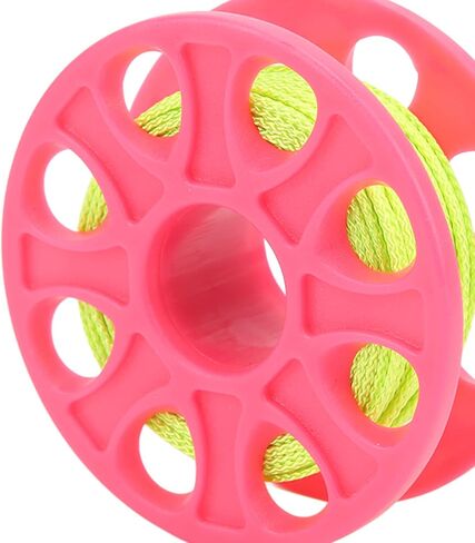 Dive Reel with 30 Meters Fluorescent Line, Plastic Material, Copper Double Ended P Hook - Lightweight Durable Design, Corrosion Resistant, Ideal for Kayak Anchor System and Scuba (Pink) in Saudi Arabia