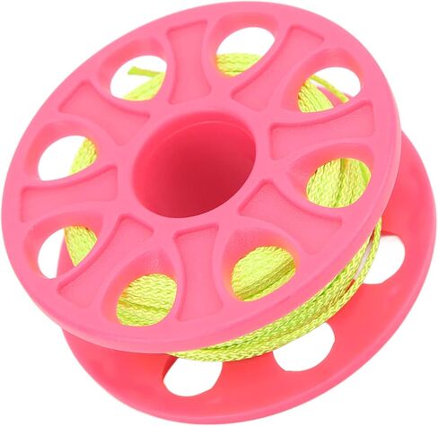 Dive Reel with 30 Meters Fluorescent Line, Plastic Material, Copper Double Ended P Hook - Lightweight Durable Design, Corrosion Resistant, Ideal for Kayak Anchor System and Scuba (Pink) in Saudi Arabia