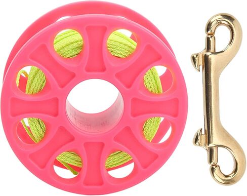 Dive Reel with 30 Meters Fluorescent Line, Plastic Material, Copper Double Ended P Hook - Lightweight Durable Design, Corrosion Resistant, Ideal for Kayak Anchor System and Scuba (Pink) in Saudi Arabia