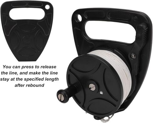 Diving Reel with 83m Nylon Line, Multi Purpose Anchor Rope Spool for Scuba Gear and Kayak Anchor System - Durable Construction, Smooth Line Release, Ideal for Scuba Diving (Black Pulley) in Saudi Arabia