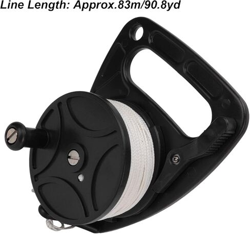 Diving Reel with 83m Nylon Line, Multi Purpose Anchor Rope Spool for Scuba Gear and Kayak Anchor System - Durable Construction, Smooth Line Release, Ideal for Scuba Diving (Black Pulley) in Saudi Arabia