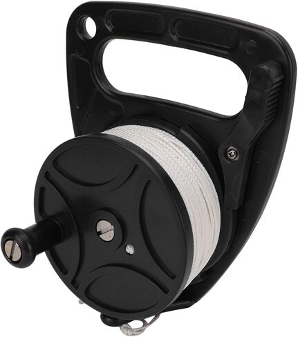 Diving Reel with 83m Nylon Line, Multi Purpose Anchor Rope Spool for Scuba Gear and Kayak Anchor System - Durable Construction, Smooth Line Release, Ideal for Scuba Diving (Black Pulley) in Saudi Arabia