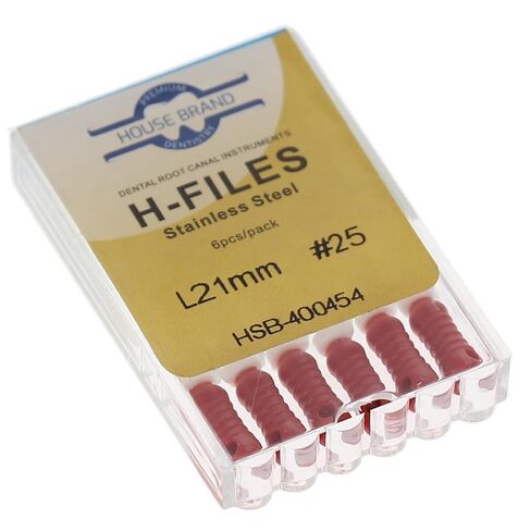 400454 HSB Hedstrom Endodontic Files 21mm #25 Red Stainless Steel 6/Pk in Saudi Arabia
