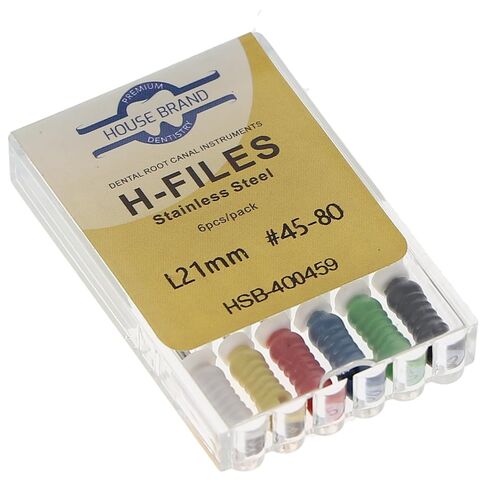 400459 HSB Hedstrom Endodontic Files Stainless Steel 21mm #45-80 Assorted 6/Pk in Saudi Arabia