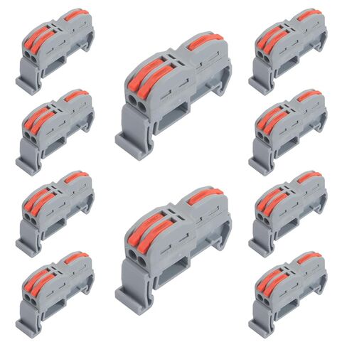 10PCS Push-in Conductor Wire Connectors,2 in 6 Out DIN Rail Terminal Blocks,DIY Quick Wiring Lever Connectors in Kuwait
