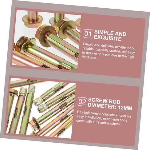 PRETYZOOM 10Pcs Knurled Expansion Anchors Professional Carbon Steel Concrete Fasteners for Heavy Duty Installation in Construction Machinery and More in Saudi Arabia