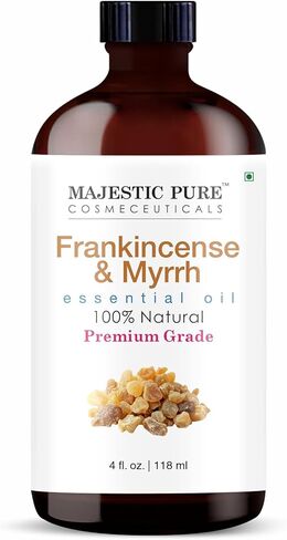 Majestic Pure Frankincense & Myrrh Essential Oil Blend 4 Fl Oz - Warm Resinous Scent for Diffuser, Home & Relaxation - Pure Botanical Oils - Blend-Friendly for Massage & Skin Use (Diluted) in Kuwait