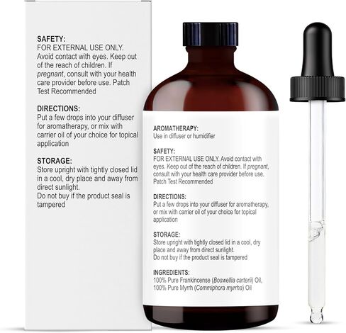 Majestic Pure Frankincense & Myrrh Essential Oil Blend 4 Fl Oz - Warm Resinous Scent for Diffuser, Home & Relaxation - Pure Botanical Oils - Blend-Friendly for Massage & Skin Use (Diluted) in Kuwait