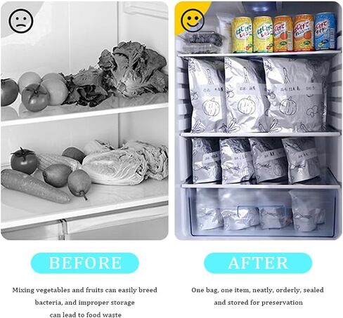 30Pcs Reusable Aluminum Foil Sealable Storage Bags, Upgrade Reusable Food Storage Bags with Label and Zip Lock, Aluminum Foil Bags for Food, Vegetable Fruit Meat (10*S+10*M+10*L) in Saudi Arabia