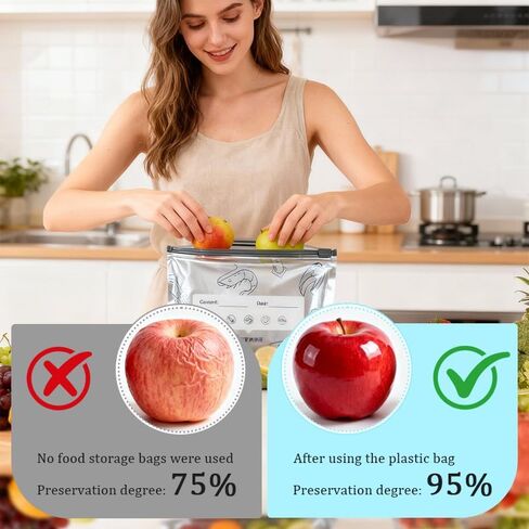30Pcs Reusable Aluminum Foil Sealable Storage Bags, Upgrade Reusable Food Storage Bags with Label and Zip Lock, Aluminum Foil Bags for Food, Vegetable Fruit Meat (10*S+10*M+10*L) in Saudi Arabia
