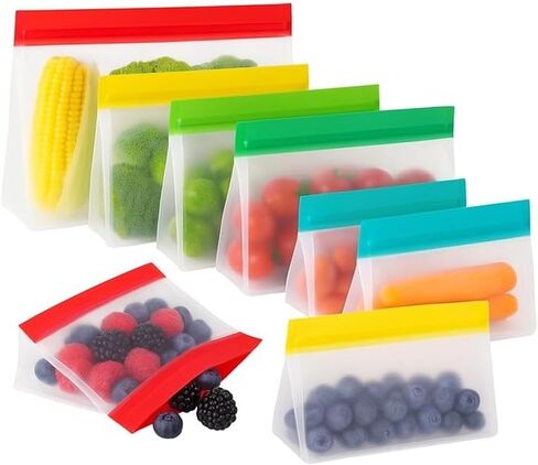 Reusable Food Storage Bags – BPA-Free, Leakproof, Freezer-Safe, Eco-Friendly Ziplock Containers for Meal Prep, Snacks, Vegetables & Travel – 4 Pack (Multi-Color) in Saudi Arabia