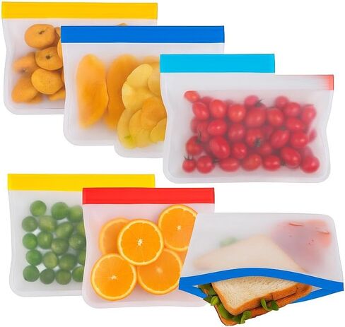 Reusable Food Storage Bags – BPA-Free, Leakproof, Freezer-Safe, Eco-Friendly Ziplock Containers for Meal Prep, Snacks, Vegetables & Travel – 4 Pack (Multi-Color) in Saudi Arabia