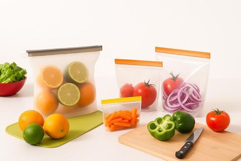 Reusable Food Storage Bags – BPA-Free, Leakproof, Freezer-Safe, Eco-Friendly Ziplock Containers for Meal Prep, Snacks, Vegetables & Travel – 4 Pack (Multi-Color) in Saudi Arabia