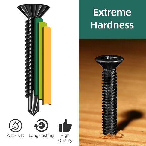 400Pcs #8 x 3/4" Self Tapping Screws for Metal, Black 410 Stainless Steel Serrated Flat Head Self Drilling Sheet Metal Screws for Aluminum Steel Furniture Windows Ceilings Slidings Railings in Kuwait