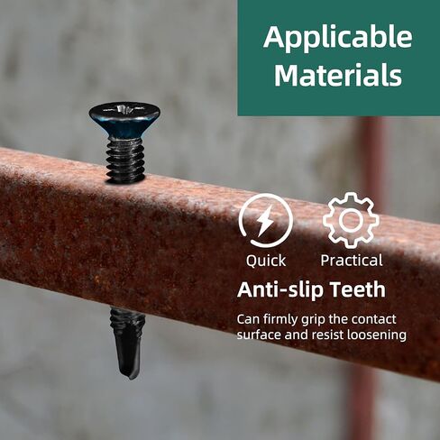 400Pcs #8 x 3/4" Self Tapping Screws for Metal, Black 410 Stainless Steel Serrated Flat Head Self Drilling Sheet Metal Screws for Aluminum Steel Furniture Windows Ceilings Slidings Railings in Kuwait