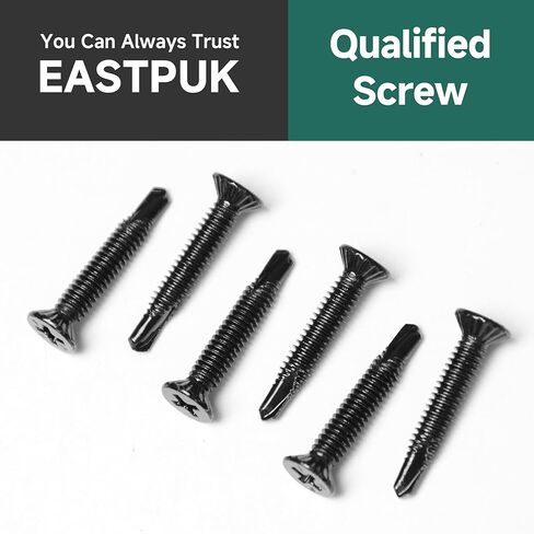 400Pcs #8 x 3/4" Self Tapping Screws for Metal, Black 410 Stainless Steel Serrated Flat Head Self Drilling Sheet Metal Screws for Aluminum Steel Furniture Windows Ceilings Slidings Railings in Kuwait