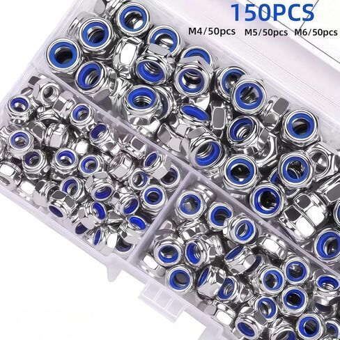 Hex Lock Nuts Grade 8 Nylon Insert Full-Thread Assortment 210 Or 150 Pcs Anti-Slip for Industry Construction Automotive, 210pcs in Saudi Arabia