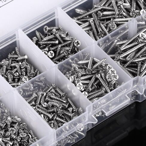 Plated Carbon Steel Drilling Screws Set, 800pcs M2 Cross Flat Head Self Tapping Screws Woodworking Fastener, Small Wood Screw in Saudi Arabia