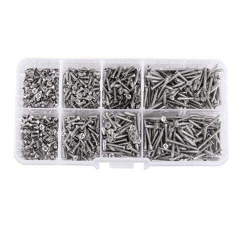 Plated Carbon Steel Drilling Screws Set, 800pcs M2 Cross Flat Head Self Tapping Screws Woodworking Fastener, Small Wood Screw in Saudi Arabia